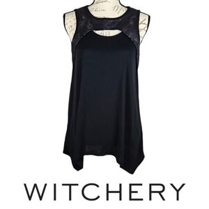 Witchery Cutout Flowy Sleeveless Top Snakeskin Black, S